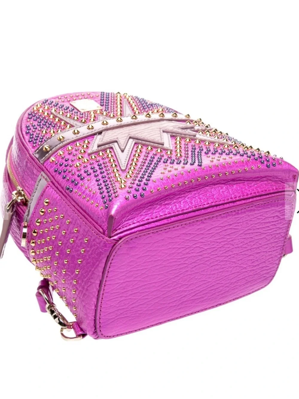 MCM Metallic Pink Star Studded Mini Backpack like new